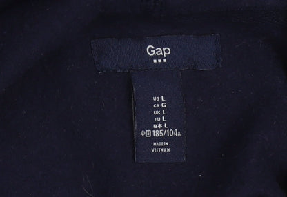 GAP Men's Blue Pullover Hoodie L Logo Fleece Sweatshirt