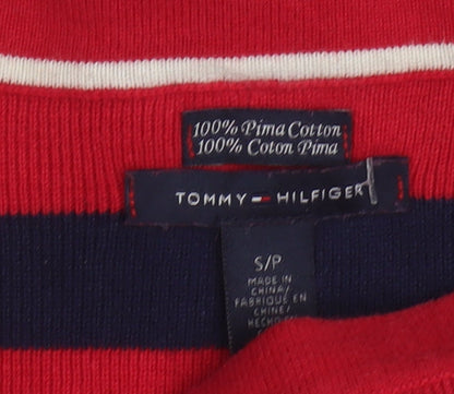 Tommy Hilfiger Women's Red Striped Boat Neck Cotton Jumper Size S