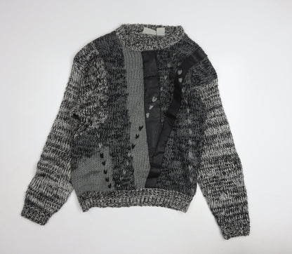 Get Worn Men's Grey Chunky Knit Acrylic Pullover Jumper L