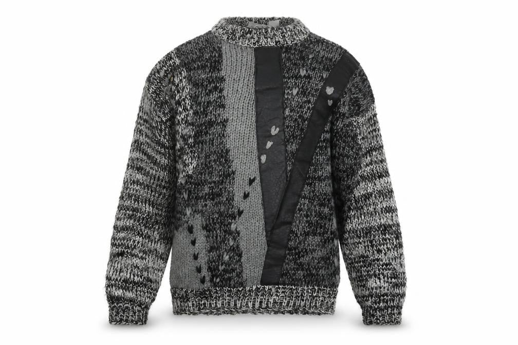 Get Worn Men's Grey Chunky Knit Acrylic Pullover Jumper L