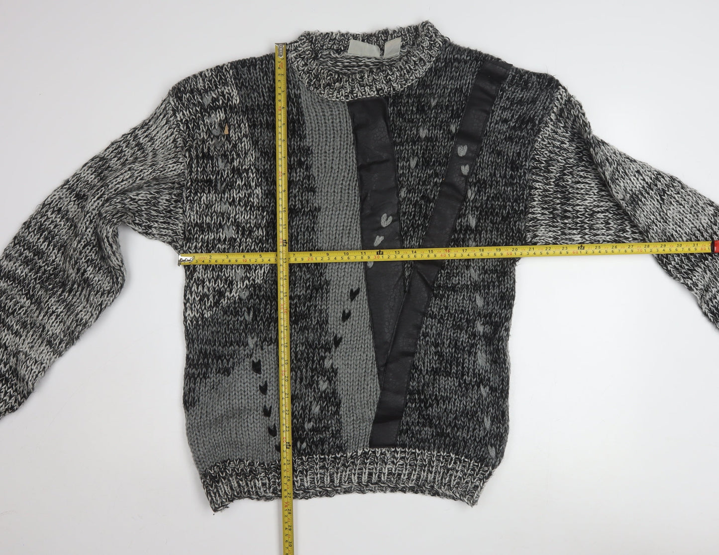 Get Worn Men's Grey Chunky Knit Acrylic Pullover Jumper L