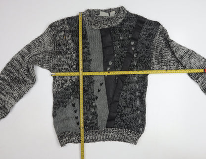 Get Worn Men's Grey Chunky Knit Acrylic Pullover Jumper L