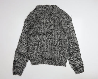 Get Worn Men's Grey Chunky Knit Acrylic Pullover Jumper L