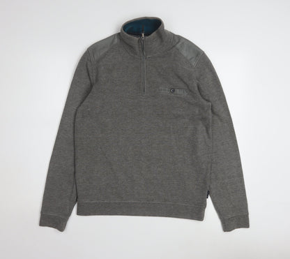 Ted Baker Mens Grey 1/4 Zip Knit Sweatshirt Medium Pullover