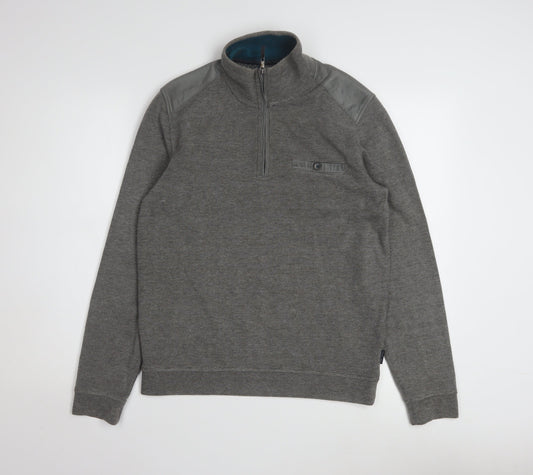 Ted Baker Mens Grey 1/4 Zip Knit Sweatshirt Medium Pullover