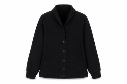 Lands' End Women's Black Petite M Cotton Blend Button Jacket