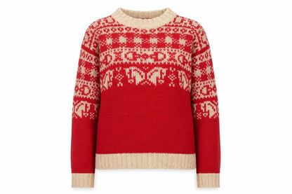 EQ Women's Red Fair Isle Mohair Blend Chunky Knit Jumper Size S