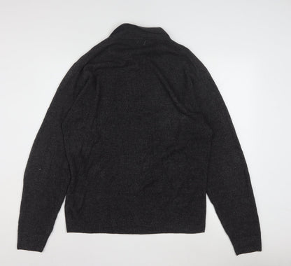 Dockers Men's Grey Collared Henley Knit Jumper Size L
