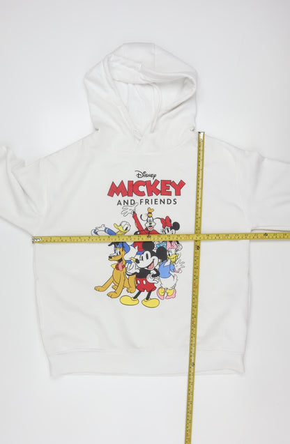 Disney Women White Hoodie Mickey & Friends M 12/14 Pullover