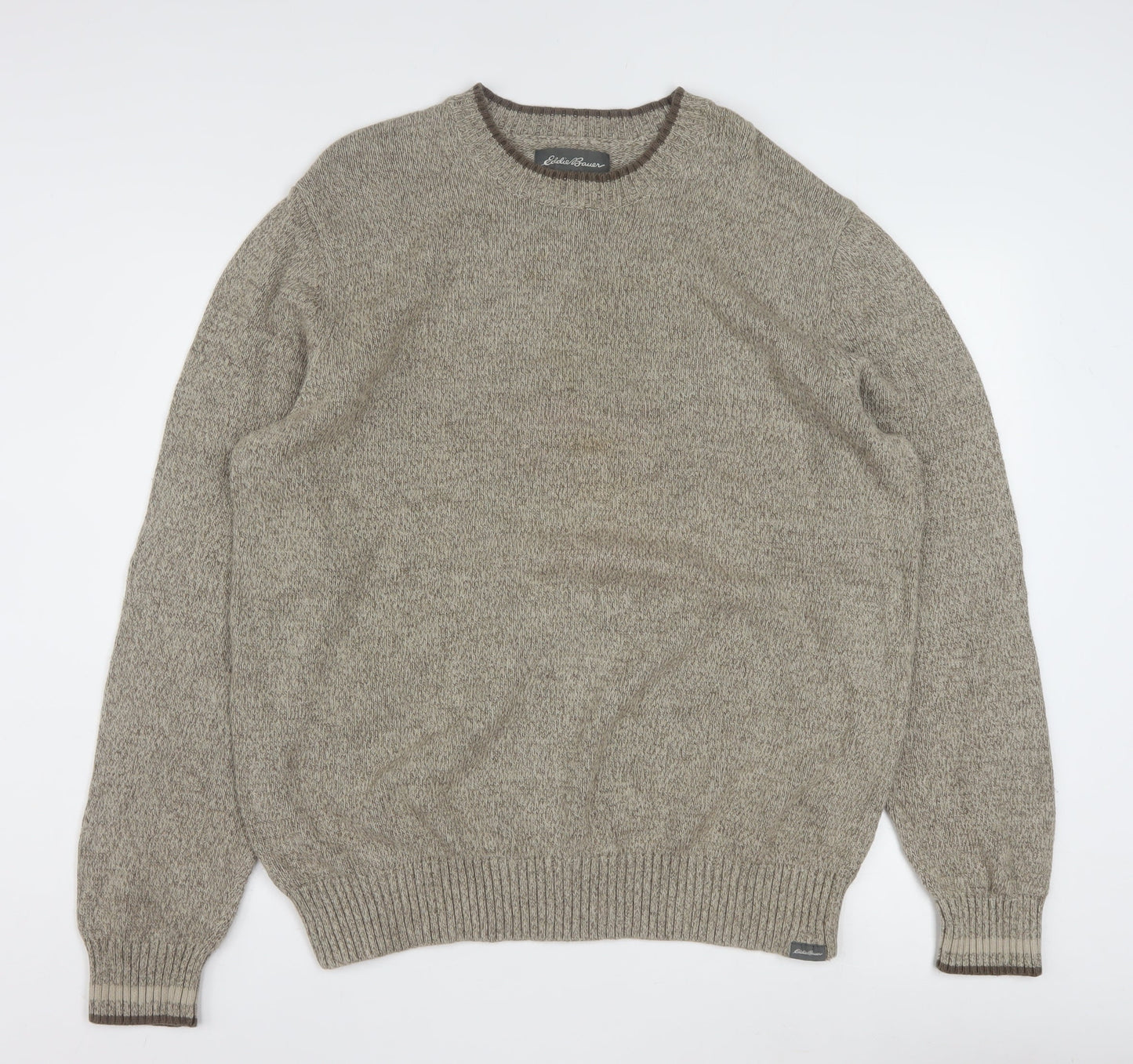 Eddie Bauer Men’s Beige Cotton Crew Neck Pullover Jumper 2XL