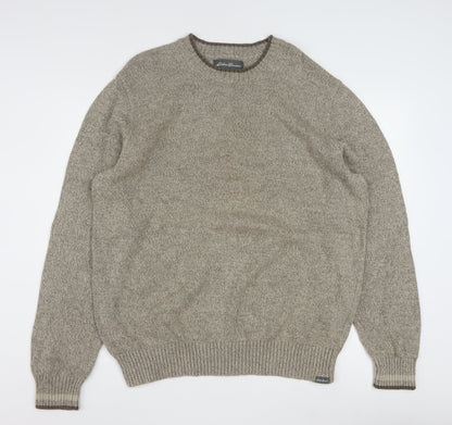 Eddie Bauer Men’s Beige Cotton Crew Neck Pullover Jumper 2XL