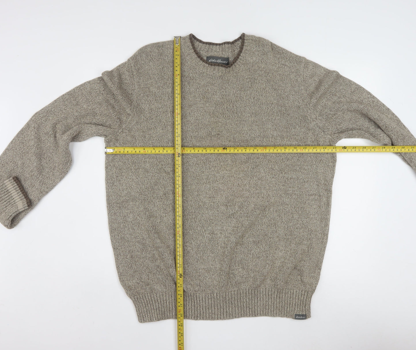 Eddie Bauer Men’s Beige Cotton Crew Neck Pullover Jumper 2XL