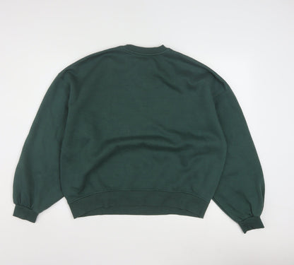 Bershka Womens Green Pullover Sweatshirt Size S Crew Neck Casual