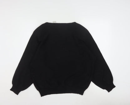 Dana Scott Women Black Beaded Crew Neck Christmas Jumper Size S