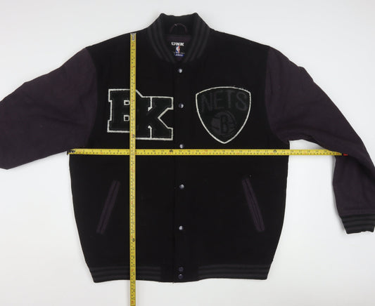 UNK Men’s Black XL Varsity Jacket Brooklyn Nets Wool Blend