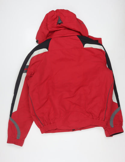 Brugi Men's Red Waterproof Ski Jacket Hooded Size 40 Regular Fit