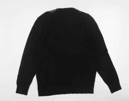 Claiborne Men's Black Argyle V-Neck Cotton Jumper Size M