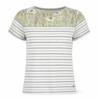 Maine New England Women’s Multicoloured Stripe Floral Cotton T-Shirt Size 10