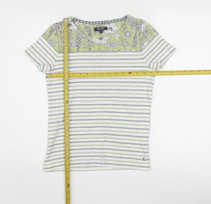 Maine New England Women’s Multicoloured Stripe Floral Cotton T-Shirt Size 10