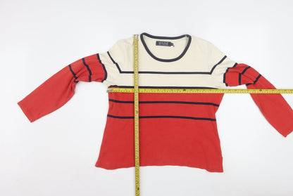 Maine New England Women’s Multicoloured Striped Cotton Long Sleeve T-Shirt Size 14