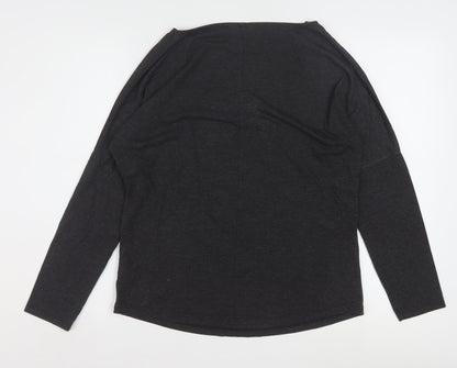 Next Womens Black Long Sleeve Star Rhinestone T-Shirt Size 12