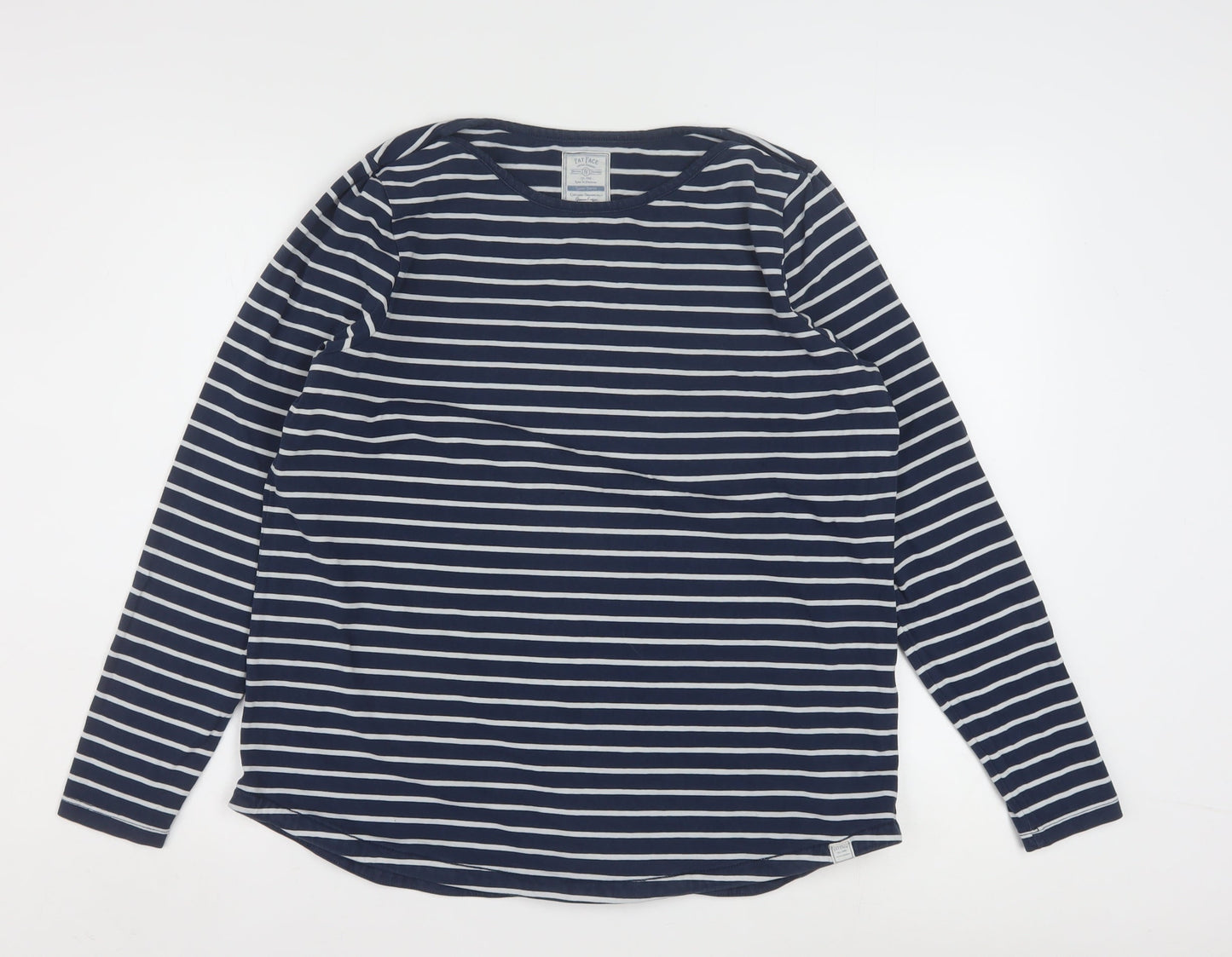 Fat Face Women's Blue Striped Long Sleeve Cotton T-Shirt Size 16