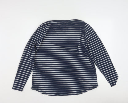 Fat Face Women's Blue Striped Long Sleeve Cotton T-Shirt Size 16