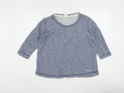 Weird Fish Women Blue Striped 3/4 Sleeve Cotton Jersey Top Size 12