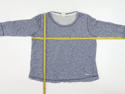Weird Fish Women Blue Striped 3/4 Sleeve Cotton Jersey Top Size 12