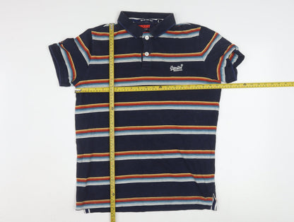 Superdry Men’s Blue Striped Classic Jersey Polo Shirt L