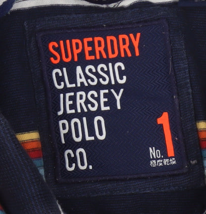 Superdry Men’s Blue Striped Classic Jersey Polo Shirt L