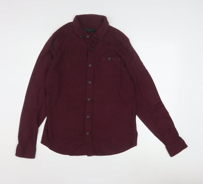 Authentic Casual Wear Men’s Red Button-Up Long Sleeve Shirt Medium