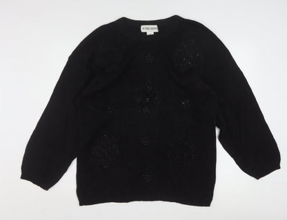 Victoria Harbour Women's Black Beaded Knit Jumper L
