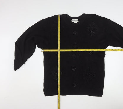 Victoria Harbour Women's Black Beaded Knit Jumper L