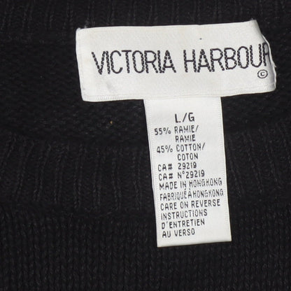 Victoria Harbour Women's Black Beaded Knit Jumper L