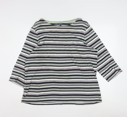 Maine New England Women’s Multicoloured Striped 3/4 Sleeve Cotton Top Size 20