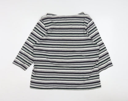 Maine New England Women’s Multicoloured Striped 3/4 Sleeve Cotton Top Size 20