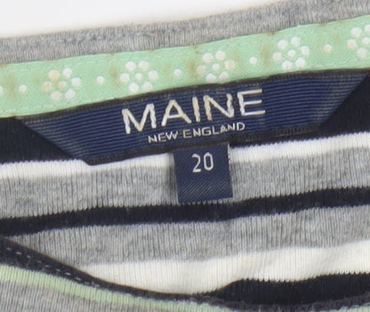 Maine New England Women’s Multicoloured Striped 3/4 Sleeve Cotton Top Size 20