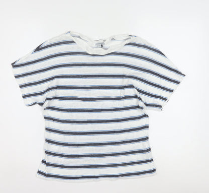 Jigsaw Women's Blue Striped Linen T-Shirt XS Relaxed Fit