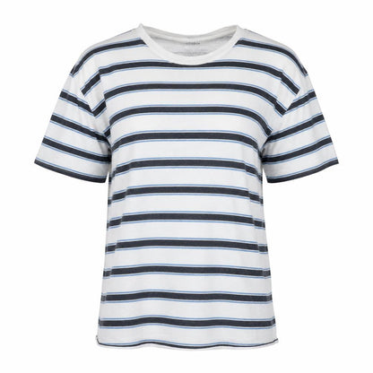 Jigsaw Women's Blue Striped Linen T-Shirt XS Relaxed Fit