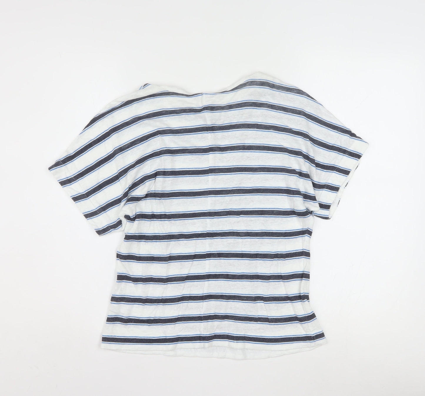 Jigsaw Women's Blue Striped Linen T-Shirt XS Relaxed Fit