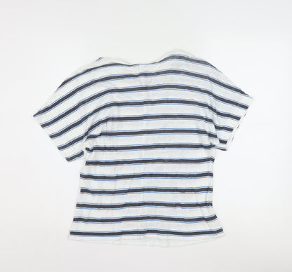 Jigsaw Women's Blue Striped Linen T-Shirt XS Relaxed Fit