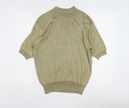 Pappagallo Women’s Beige Short Sleeve Knit Blouse L Rayon