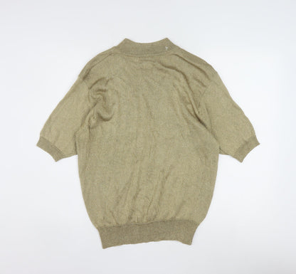 Pappagallo Women’s Beige Short Sleeve Knit Blouse L Rayon