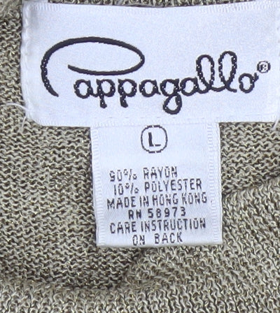 Pappagallo Women’s Beige Short Sleeve Knit Blouse L Rayon