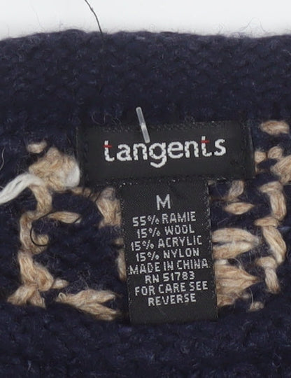 Tangents Women's Navy Fair Isle Wool Blend Pullover Jumper M