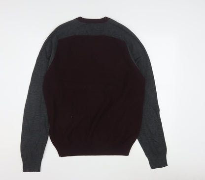 Perry Ellis Men's Multicoloured V-Neck Cotton Blend Jumper Size M