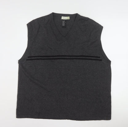 Eighteen Men's Grey Cotton V-Neck Sleeveless Vest XL