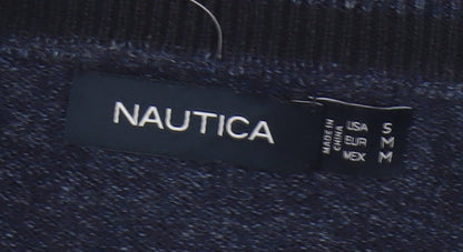 Nautica Men's Blue Cotton V-Neck Pullover Jumper Size S
