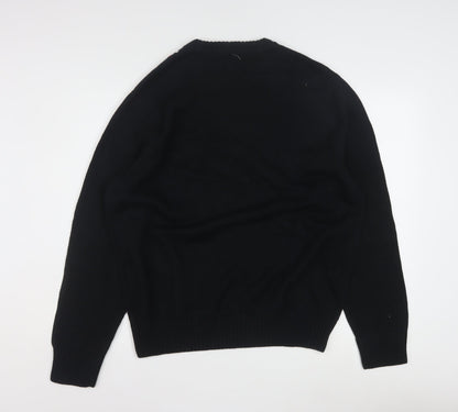 Dockers Men Black Check Cotton Crew Neck Pullover Jumper L